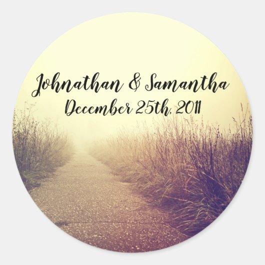 6 - 3"Favor Stickers Sunrise Pathway Walkway Pat (Voorkant)