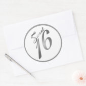 6 - 3" Favor Stickers Sweet 16 White Silver Party (Envelop)