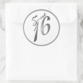 6 - 3" Favor Stickers Sweet 16 White Silver Party (Tas)