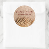 6 - 3" Favor Stickers Tarwe op Burlap Sack Counter (Tas)