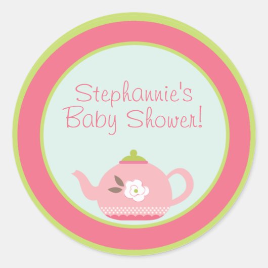 6 - 3" Favor Stickers Tea Party Roze Pastel (Voorkant)