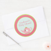 6 - 3" Favor Stickers Tea Party Roze Pastel (Envelop)