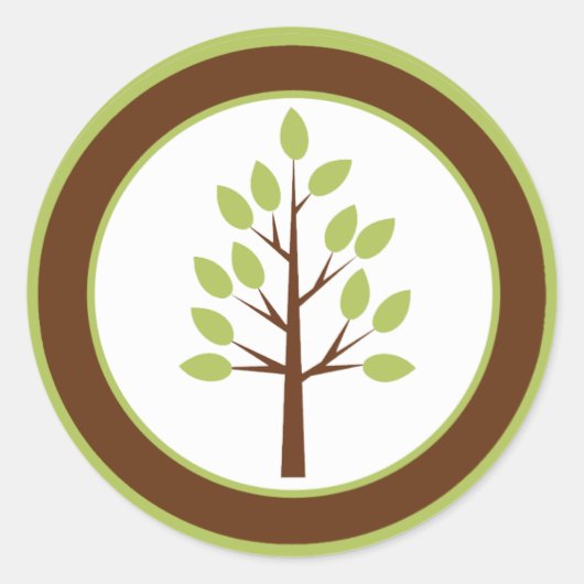 6 - 3" Favor Stickers Woodland Friends Tree (Voorkant)