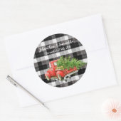 6 - 3"Favor Stickers XMAS Truck Baffalo Plaid Bl (Envelop)
