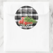 6 - 3"Favor Stickers XMAS Truck Baffalo Plaid Bl (Tas)
