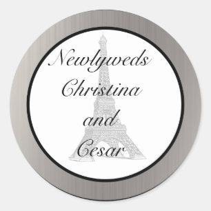 6 - 3" Favor Stickers Zwart Eiffeltoren