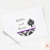 6 - 3"Favor Stickers Zwart Paarse Damask Kant (Envelop)
