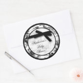 6 - 3" Favor Stickers Zwart Wit Toile Fabric (Envelop)