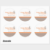 6 - 3" Favoriet Stickers Bruin Sinaasappel Chevron (Vel)