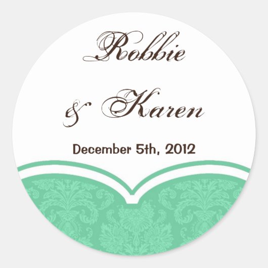 6 - 3" Favoriet Stickers Mint Groen Wit Damask Kan (Voorkant)