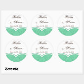6 - 3" Favoriet Stickers Mint Groen Wit Damask Kan (Vel)