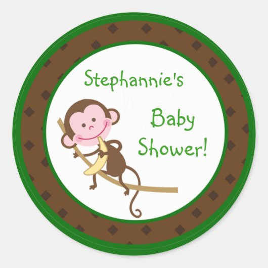 6 - 3" Favoriet Stickers Monkey Swing Oerwoud Safa (Voorkant)