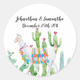 6 - 3" Favoriete Stickers Boho Llama Bohemian Cact