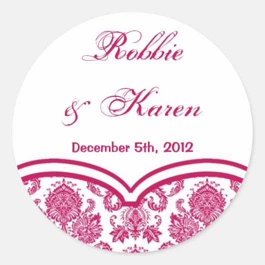 6 - 3" Favoriete Stickers Fusia White Damask Lace  (Voorkant)