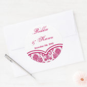 6 - 3" Favoriete Stickers Fusia White Damask Lace  (Envelop)