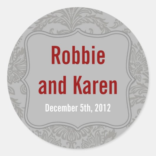 6 - 3" Favoriete Stickers Modern Grijs Damask Lace (Voorkant)