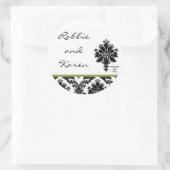 6 - 3" Favoriete Stickers Zwart Groen Damask Kant (Tas)