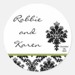 6 - 3" Favoriete Stickers Zwart Groen Damask Kant