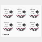 6 - 3" Favoriete Stickers Zwart Hot Pink Damask Ka (Vel)