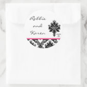 6 - 3" Favoriete Stickers Zwart Hot Pink Damask Ka (Tas)