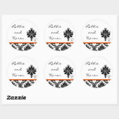 6 - 3" Favoriete Stickers Zwart Sinaasappel Damask (Vel)