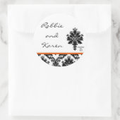 6 - 3" Favoriete Stickers Zwart Sinaasappel Damask (Tas)