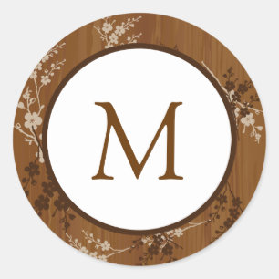6 - 3" gunst Stickers houten plank bloemenbruiloft