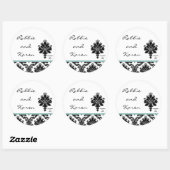 6 - 3-inch Favor Stickers Black Damask-speler (Vel)