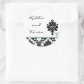 6 - 3-inch Favor Stickers Black Damask-speler (Tas)