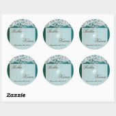 6 - 3-inch Favor Stickers Distrised Blauwgroen Woo (Vel)