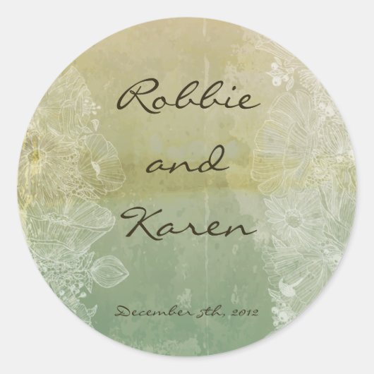 6 - 3-inch Favor Stickers Floral Antiek (Voorkant)