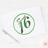 6 - 3-inch Favor Stickers Sweet 16 Green Party (Envelop)