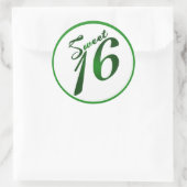 6 - 3-inch Favor Stickers Sweet 16 Green Party (Tas)