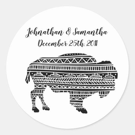 6 - 3" Stickers Boho Buffalo Tribal Pattern (Voorkant)