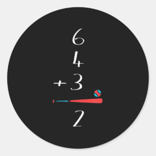 6 4 3 2 Baseball met dubbele Play Ronde Sticker