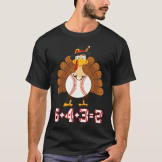 6+4+3 2 Baseball Turkey Thanksgiving 643 double pl T-shirt