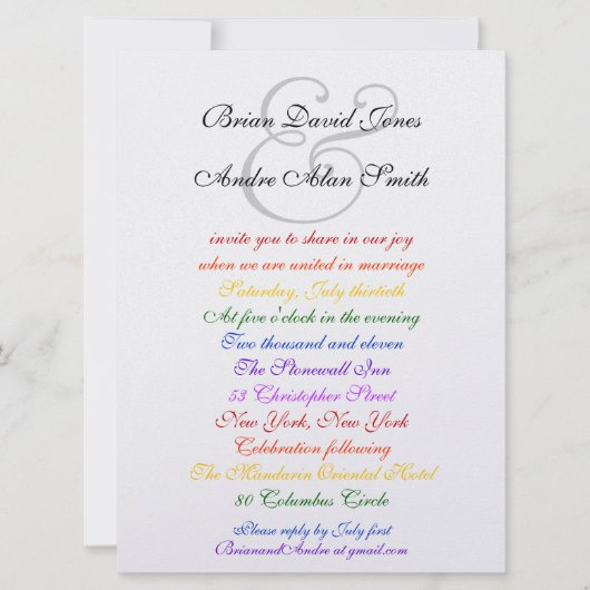 6,5 x 8,75 Gay Wedding Rainbow LGBT Pride Metallic Kaart (Voorkant)