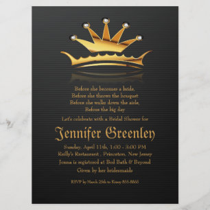 6,5 x 8,75-inch Gold Royal Queen Crown Invitation Kaart