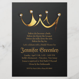 6,5 x 8,75-inch Gold Royal Queen Crown Vrijgezelle Kaart