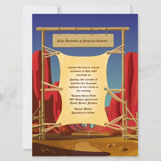 6,5 x 8,75-inch Wilde West Wedding Invitation Kaart (Voorkant)