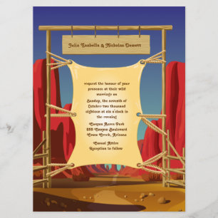 6,5 x 8,75-inch Wilde West Wedding Invitation Kaart