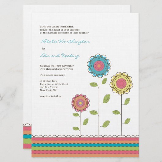 6.5x8.75 Uitnodiging van de Bloemen van de (Voorkant / Achterkant)