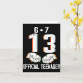 6+7 = 13 jaar oude jongens meisjes tiener 13e verj kaart (Gele Bloem)