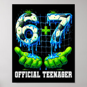 6+7 13-jarige tiener druipvoetbal 13e verjaardag poster