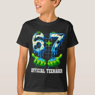 6+7 13-jarige tiener druppel voetbal 13e verjaarda t-shirt