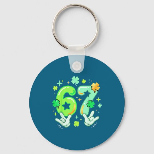 6 7 67 Six Seven Meme Y2k St. Patrick's Day Grafis Sleutelhanger (Voorkant)