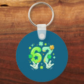 6 7 67 Six Seven Meme Y2k St. Patrick's Day Grafis Sleutelhanger (Voorkant)