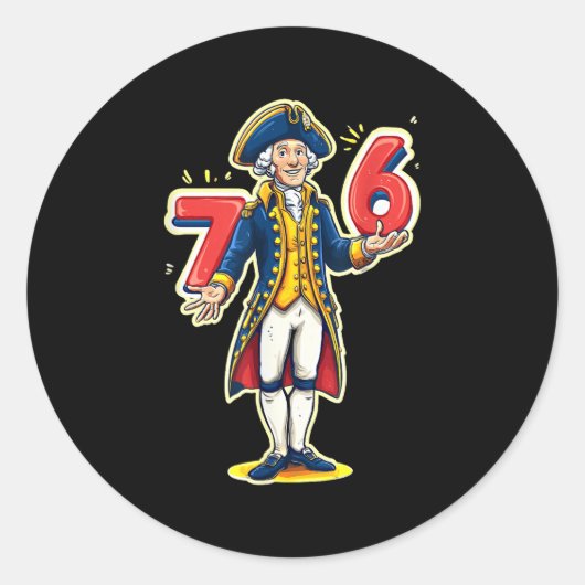 6-7 7-6 Funny George Washington Six Seven Meme  Ronde Sticker (Voorkant)