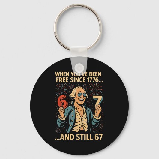 6-7 7-6 George Washington Meme Grappig 67 Ontwerp Sleutelhanger (Voorkant)