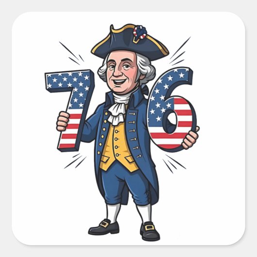6-7 7-6 George Washington Six Seven Meme 67 Trend Vierkante Sticker (Voorkant)